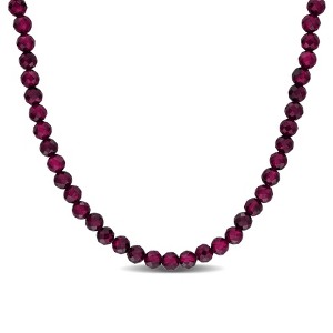 EVERLY JEWELRY | Yellow Plated Sterling Silver Diamond-cut Purple Garnet Stackable Beaded Necklace - 19 inch - 1 of 4