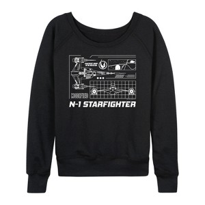 Women's - Star Wars - The Mandalorian N1 Starfighter Lightweight French Terry Wide Neck Long Sleeve Graphic Shirt - 1 of 4