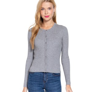 Slickblue Women's Long Sleeve Crew Neck Cardigan, Classic Knit Layering Sweater, 4 Color Options, Size S-L - 1 of 4