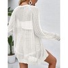 Women Crochet Lightweight Cardigan Cover Up Open Front Long Sleeve Summer Cardigans - 4 of 4