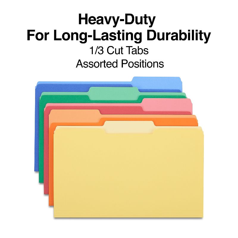 Staples Heavyweight Colored File Folders 3 Tab Legal 50/Box 810352, 3 of 5
