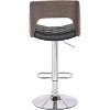 Black Modern Stylish Weathered Oak Back Adjustable Swivel Bar Stool - 3 of 4