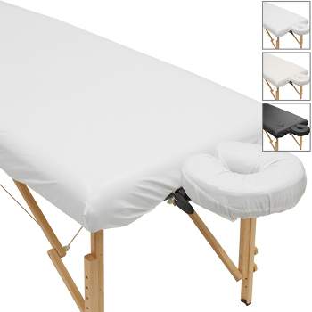 Saloniture 2-Piece Waterproof Massage Table Sheet Set - Includes Machine Washable Fitted Sheet and Face Cradle Cover
