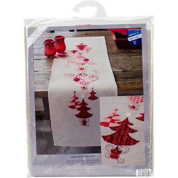 Vervaco Counted Cross Stitch Table Runner Kit 11.6"X40.8"-Red Christmas Decor (14 Count)