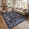 Large Rug for Living Room Non-Slip Ultra-Thin Flower Print Dining Room Rug, Non-Shedding Farmhouse Indoor Mat - 2 of 4