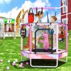 Hooseng 55" Hexagon Trampoline for Kids with Safety Enclosure Net, Indoor & Outdoor Toddler Trampoline with Adjustable Gymnastics Bar & Toys - 2 of 4