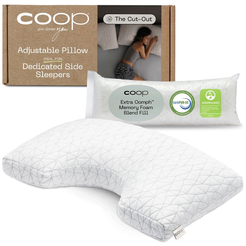 Coop Home Goods Cut-Out Side Sleeper Pillow - Notch Memory Foam Cervical, Neck Pillows for Pain Relief, Ergonomic Bed Pillow for Sleeping, 1 of 8