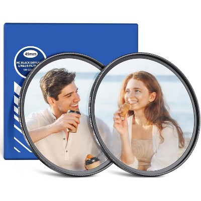 MaseiKar 49mm 1/4 & 1/8 Black Diffusion Camera Lens Filter 2 Pack Set,  for Dreamy Misty Portrait Photography Video