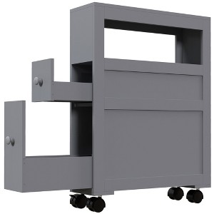 Aghana Digitals Modern Gray Bathroom Storage Cabinet with Drawers, Open Shelf & Rolling Casters - - 1 of 4