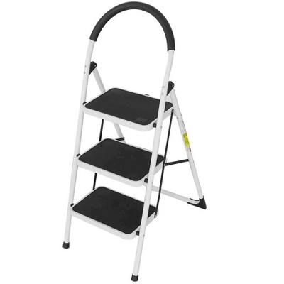 Cesicia Black Steel Portable Anti-Slip Folding 3 Step Ladder