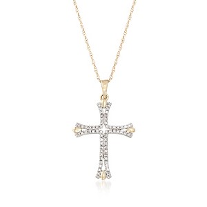 Ross-Simons 0.12 ct. t.w. Diamond Cross Pendant Necklace in 14kt Yellow Gold - 1 of 3