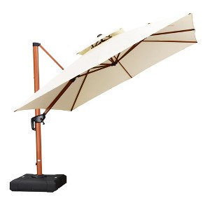 PURPLE LEAF Patio Umbrella with Base Outdoor Square Large Cantilever Umbrella Windproof Offset Heavy Duty Umbrella for Garden Deck Pool - 1 of 4