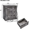 SinCiDo Farmhouse Nightstand w/ Charging Station 26" T Nightstand,23.6" W Roman Column Design,3 Drawer Storage Dresser w/ Metal Handles - 3 of 4