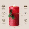 LumiPur 3.5"x7" Signature Christmas Collection Flickering Flameless LED Wax Pillar Candle Red - 3 of 4