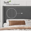 King Size Corduroy Bed Frame, with Vertical Channel Tufted Wingback Headboard, Strong Wooden Slats Support, No Box Spring Needed, Easy Assembly - 3 of 4