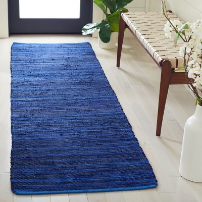 Blue Multi Handwoven Wool Cotton Stripe Runner Rug