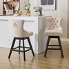 SKRAN Velvet Swivel Bar Stools, Upholstered Counter Chairs Set of 2, with Rivet Trim, Solid Wood Legs and Button Tufted Back for Dining Room and Bar - 2 of 4