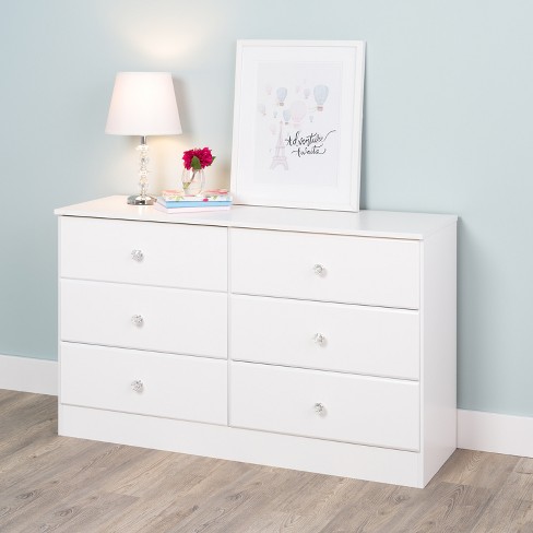 Astrid 6 Drawer Dresser With Crystal Knobs White Prepac Target