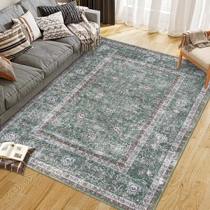 Washable Area Rug for Living Room, Vintage Trellis Distressed Geometric ...