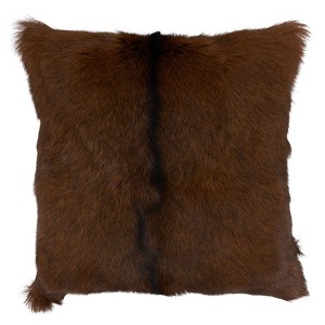 Saro Lifestyle Goat Fur Throw Pillow With Poly Filling, Brown - 1 of 2