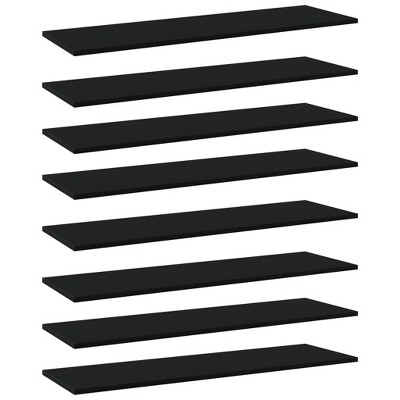 vidaXL Bookshelf Boards 8 pcs Black 39.4 in.x11.8 in.x0.6 in. Engineered Wood