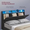 VASAGLE Queen Size Floating Bed Frame with LED Lights, Queen Bed Frame with Charging Station, Tufted Storage Headboard, Upholstered Platform Bed Frame, No Box Spring Needed - image 3 of 4