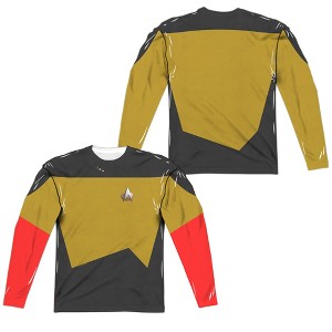 Men's Star Trek Tng Engineering Uniform (Front Back Print) Long Sleeve Costume T-Shirt - 1 of 4
