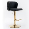 NicBex Bar Stools Set of 2 Height Adjustable Swivel PU Leather Counter Stools with Button Tufted Back and Gold Base for Bar, Kitchen - 3 of 4