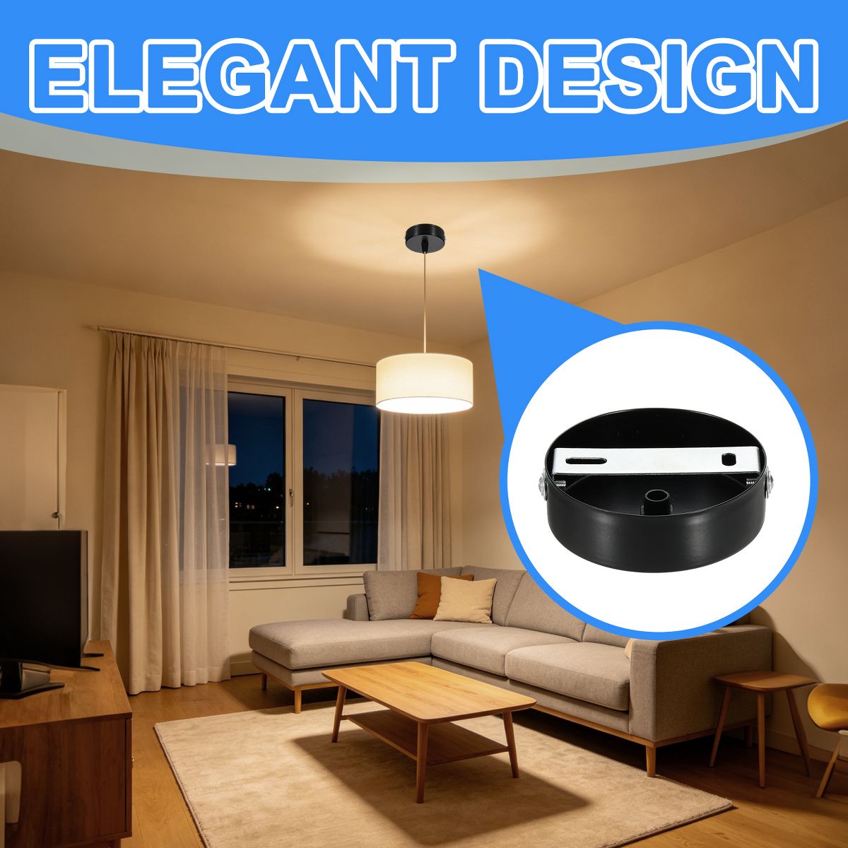Unique Bargains Iron Lamp Base Circular Light Stand for Home Decor Version B - thumbnail 9