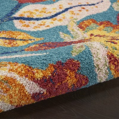 Allur Turquoise Multicolor Floral Synthetic 5' x 7' Area Rug