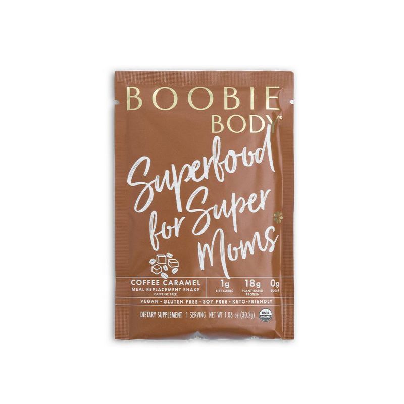 Boobie Body Organic Superfood Plant-Based Protein Shake Coffee Caramel Caffeine Free - 1.03oz -10 Single Serve Packets, 3 of 5