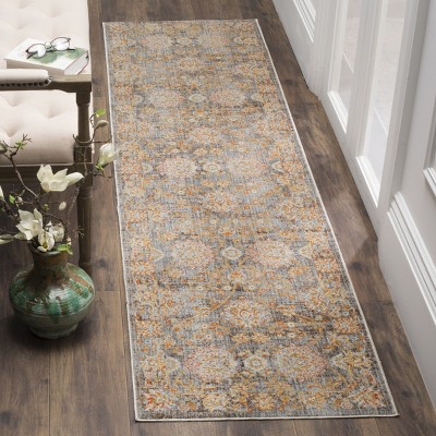 Vintage Light Brown and Multi Synthetic Runner Rug