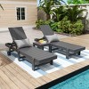 WestinTrends Ashore 2pcs Modern Poly Reclining Chaise Lounge With Wheels plus 1pc side table - 2 of 4