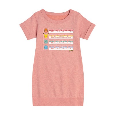 - Pokémon - Starter Pokémon Logo Graphic Short Sleeve Fleece Dress