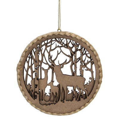 Northlight 2-D Reindeer Family Silhouette Christmas Ornament Disc - 4.5" - Brown
