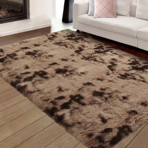 Shag Area Rugs for Living Room, Non-Slip Thick Fluffy High Pile Rug, Ultra Soft Abstract Tie Dye Indoor Carpet for Nursery, Kids Room - 1 of 4