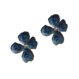 SOHI Women's Indigo Blue Enamelled Flora Stud Earrings - 1 of 4