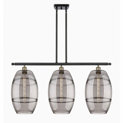 Vaz - 3 Light Stem Hung Island In Industrial Style-19 Inches Tall and 36.5 Inches Wide