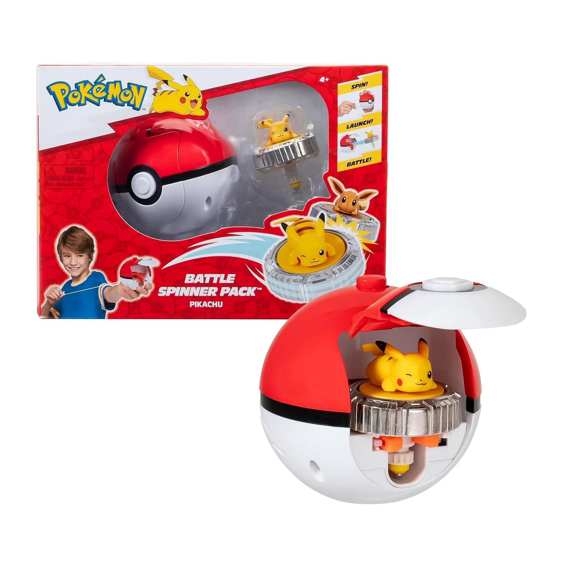 Jazwares, Inc. Pokemon Battle Spinning Top and Poke Ball Launcher| Pikachu