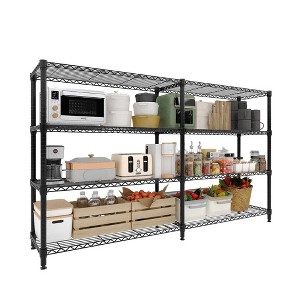 Heavy Duty Wire Shelving with Wheels 4/5-Tier, Metal Storage Shelves Load 3300LBS, Industrial&Garage Metal Shelving Adjustable Wire Shelf Units - 1 of 4