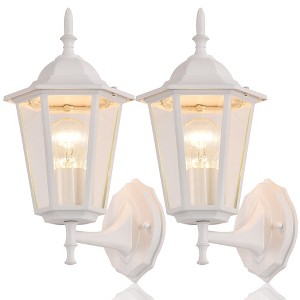 C Cattleya 1-Light White Incandescent Outdoor Wall Sconce in Die-Cast Aluminum(2-Pack ) - 1 of 4