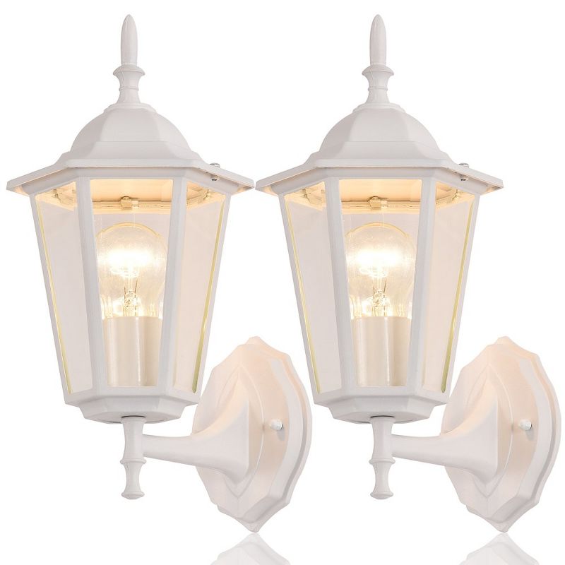C Cattleya 1-Light White Incandescent Outdoor Wall Sconce in Die-Cast Aluminum(2-Pack ), 1 of 8