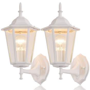 C Cattleya 1-Light White Incandescent Outdoor Wall Sconce in Die-Cast Aluminum(2-Pack )