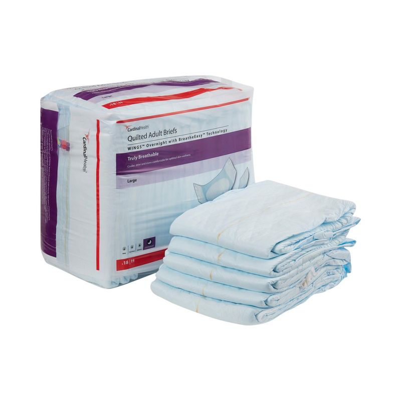 Cardinal Health Wings Incontinence Briefs, Heavy Absorbency, 1 of 5