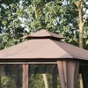 Resenkos Outdoor Garden Gazebo, Sunshade Gazebo Canopy,13' x 13' Double Roof Hexagon Outdoor Gazebo Canopy Shelter with Netting & Curtains, Coffee - 2 of 4
