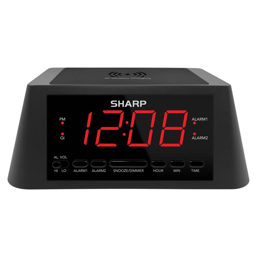 Photos - Radio / Clock Sharp Wireless Charging Alarm Clock - : MagSafe Compatible, LED Display, USB Port, Modern Table Clock for Adults 