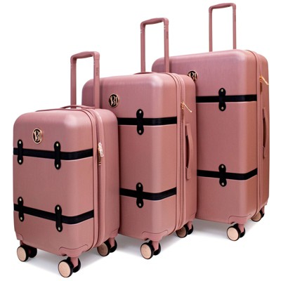 19V69 ITALIA Vintage 3 Piece Expandable Retro Spinner Luggage Set (Black) 