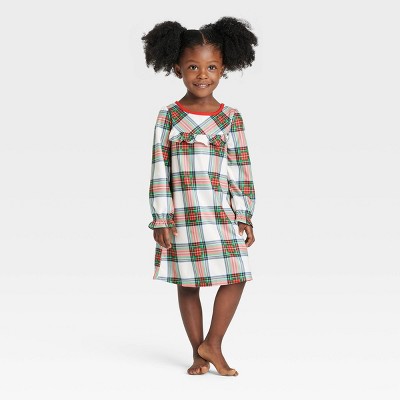 Toddler Holiday Tartan Plaid Flannel Matching Family Pajama NightGown - Wondershop™ Cream