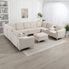 Aortzio 132.48"W Corduroy Sofa U Shaped Couch Modular Sectional Sofa Storage Couch Livingroom Couch Sofa With Movable Storage Ottoman - 2 of 4
