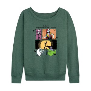 Women's - Disney - The Nightmare Before Christmas Lightweight French Terry Wide Neck Long Sleeve Shirt - 1 of 4